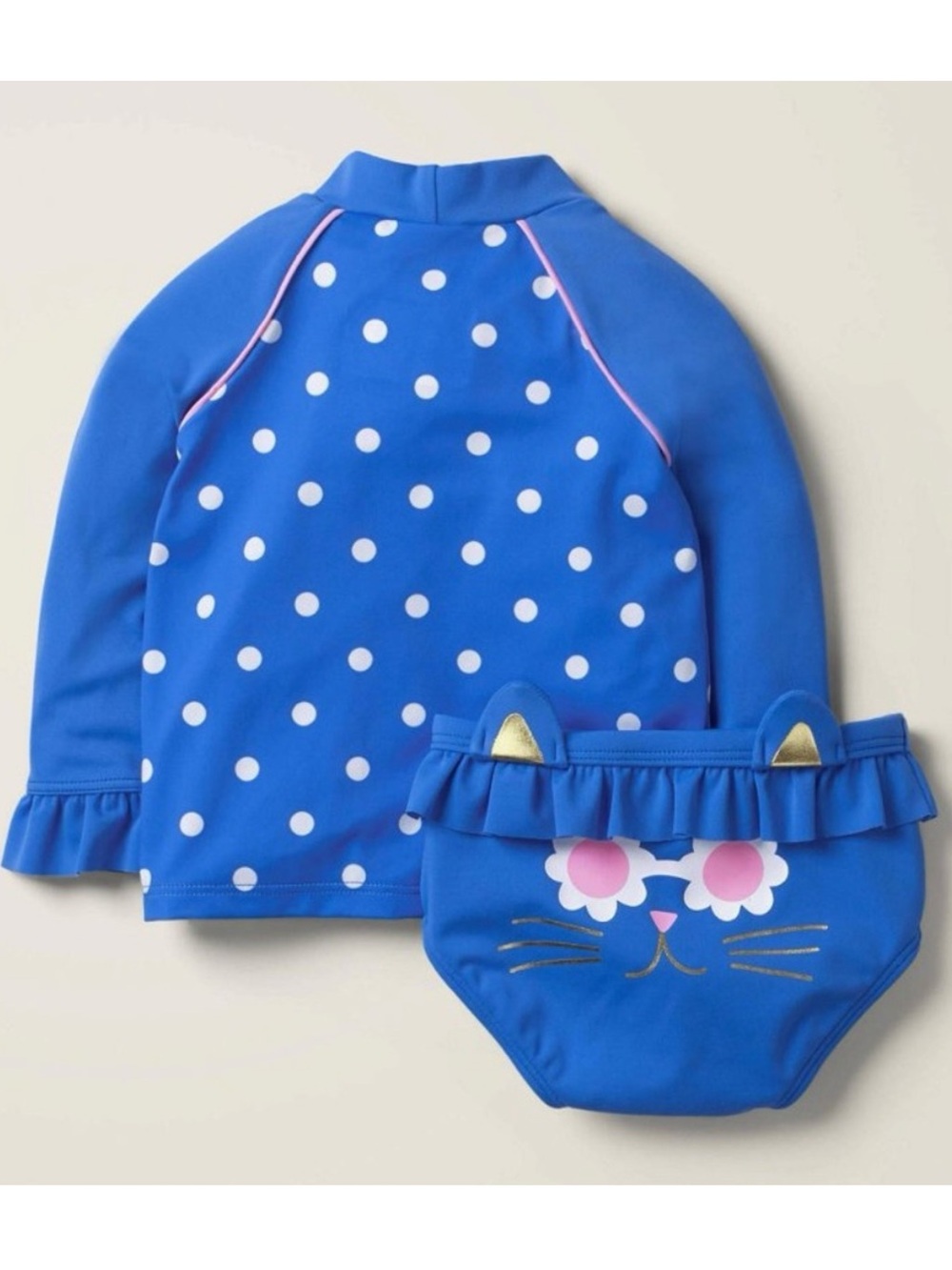 Baby Boden Novelty Cart Surf Swimsuit Set, Bikini Swim Rash Guard Long Sleeve